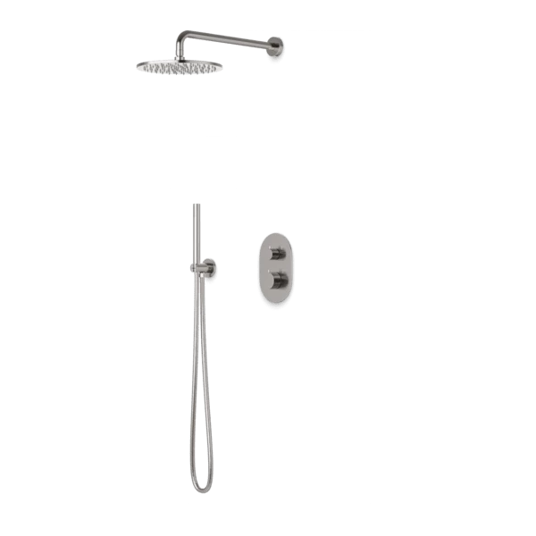 PS140 - Round Thermostatic Shower Trim Kit With Wall Mount Shower Head, Hand Held Shower - Image 2