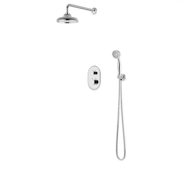 PS140CL - Classic Thermostatic Shower Trim Kit With Wall Mount Shower Head, Hand Held Shower