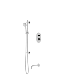 PS148 - Round Thermostatic Shower Trim Kit, Hand Held Shower On Slide Bar, Tub Filler