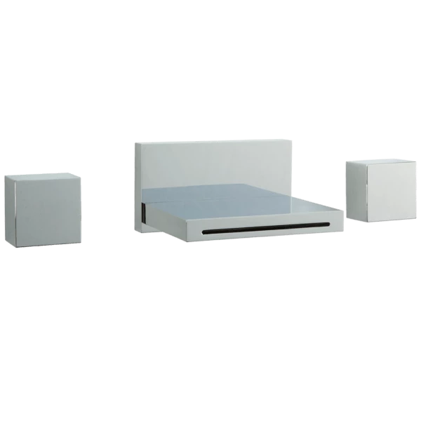 F202-14 - Quarto Square 3-Hole Wall Mounted Waterfall Tub Filler