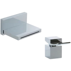 F202-4 - Quarto Square Wall Mounted Waterfall Tub Filler With Deck Mounted Lever Control