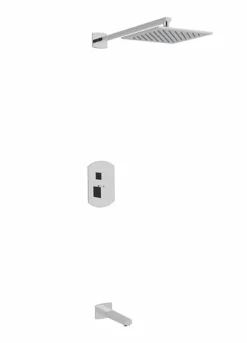 PS146 - Transitional Thermostatic Shower Trim Kit With Wall Mount Shower Head, Tub Filler