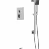 PS147 - Square Thermostatic Shower Trim Kit With Hand Held Shower On Slide Bar, Tub Filler