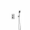 PS119 - Square Thermostatic Shower Trim Kit With Wall Mount Shower Head, Hand Held Shower, Tub Filler