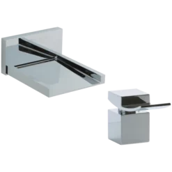 F202ALT-4 - Quarto Square Open Spout Wall Mounted Waterfall Tub Filler With Deck Mounted Lever Control