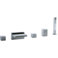 F202-5 - Quarto Square 5-Hole Deck Mounted Tub Filler With Cube Controls